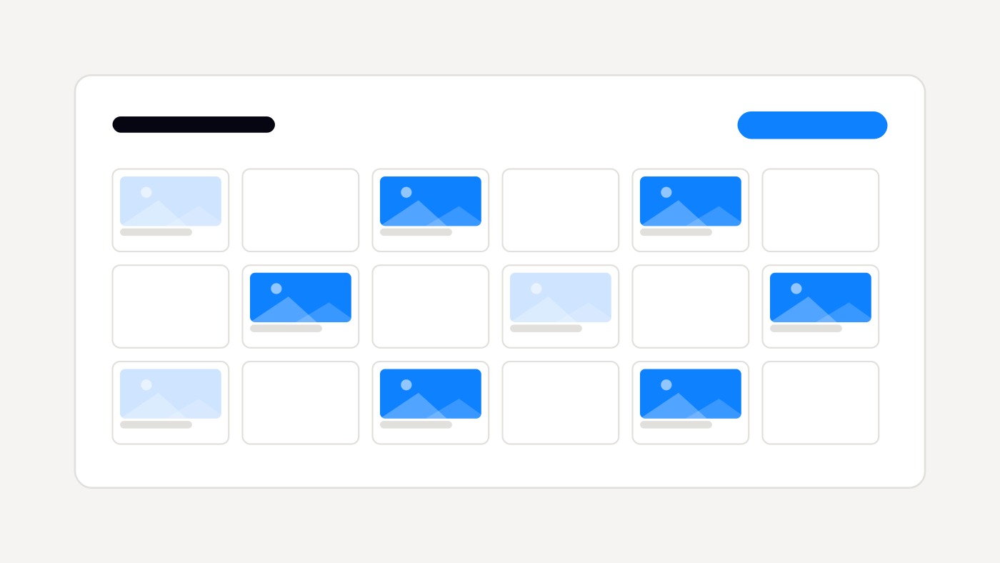 A month of posts laid out on a calendar